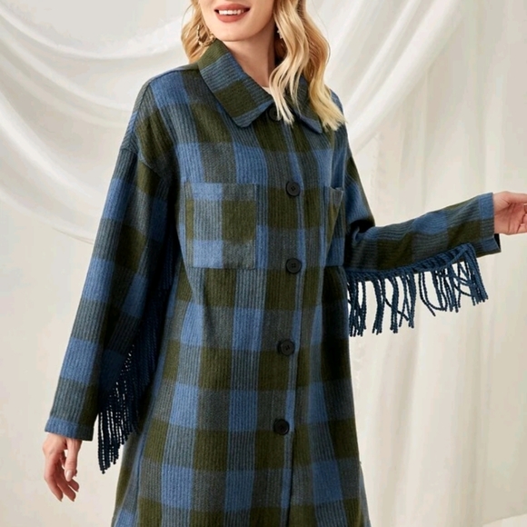 NWT Emery Rose Fringe Flannel Western Jacket - Picture 5 of 6